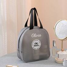 Personalized Portable Mesh Travel Makeup Bag With Handle, Large Capacity Cosmetic Organizer, Toiletry Storage Pouch For Vacation, Bathroom, Daily - Multicolor - View 15