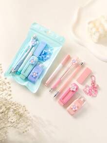 Set de papelería floral minimalista multifuncional de 7 piezas - Accesorios para el cabello para volver a la escuela - Multicolor - Ver 3