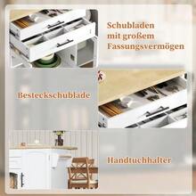 Mobile Kitchen Island With Foldable Work Surface, Kitchen Trolley, 5 Wheels, Multiple Storage Solutions, Spice Rack, Cutlery Drawer, 120 X 45 (70) X 90 Cm - White - View 5