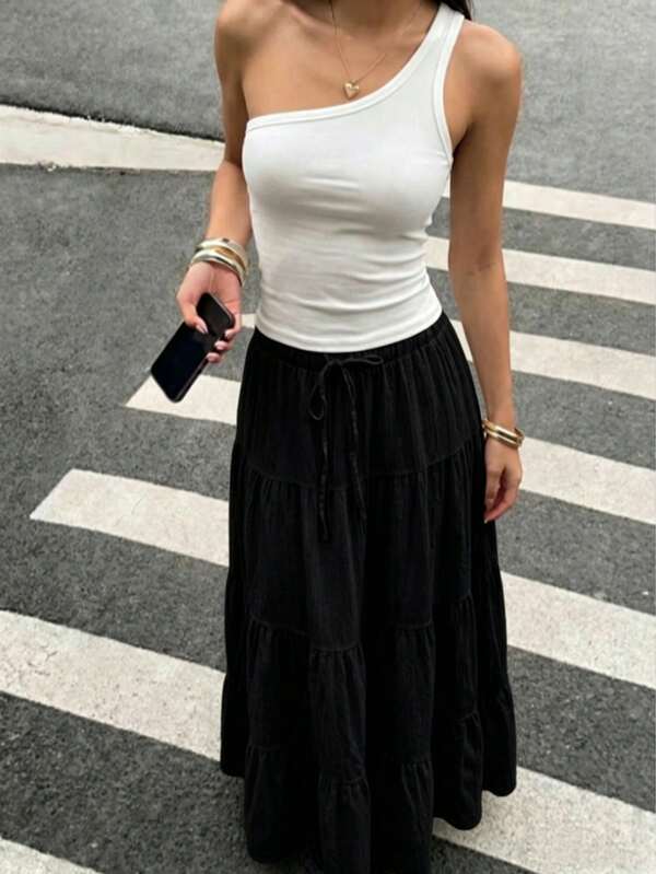 Women's Casual Holiday Multi-Layer Cake Skirt Black
