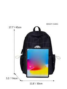1pc Solid Color Nylon Large Capacity Backpack, Fashion Casual Student Backpack For Commuting, School, Travel, Unisex - Black - View 6