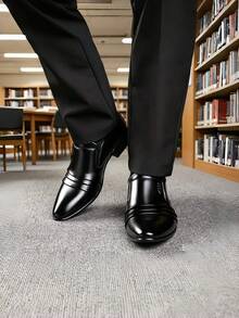 Nuevos zapatos formales de negocios para hombres, versátiles y de moda para uso diario, banquetes, bodas y ocasiones formales - Negro - Ver 2