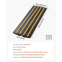 Car Driveway Rubber Curb Ramp, 33069 Lbs Load Capacity, 2.6 Inch Rise Curbside Bridge Ramp With Yellow Reflective Strips, Suitable For Loading Dock, Warehouse, Garage, Sidewalk (1 Pack) - 33069 Lbs - View 12