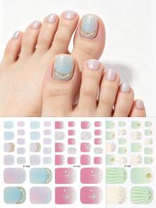 Beauty Sticker 3 Buah Stiker Kuku Kaki Berkilau dengan Rhinestone, Stiker Kuku Kaki Musim Panas Motif Kerang dan Bintang, Mudah Diaplikasikan, Ideal untuk Perjalanan Liburan Wanita dan Manikur DIY untuk Acara Prom. - MultiWarna - View 8