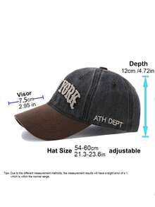 1pc NEW YORK Letter 3D Embroidered Baseball Cap, Unisex Couple Style, Washed Contrast Color Design Hat, Adjustable Hat Circumference, Fashion Casual Soft Top Curved Brim Cap - Multicolor - View 2