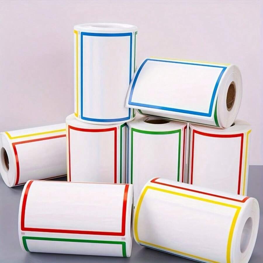 280 Sheets/Roll, Colorful Solid Name Labels, Non-Adhesive Stickers, Extra Large Self-Adhesive Handwritten, Price Tag Stickers, Business Card Notes, Colorful Rectangular Name Labels, Suitable For Office, Meeting, School And Home School Supplies - One Size - View 1