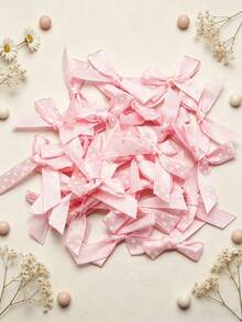 (50 Pieces/Bag) Satin Polka Dot Bows, 4cm Ribbon Bow With Various Colors For Gift Decoration And Making Hairpin Headwear, DIY - Polka Dot Bow - View 17