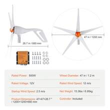 500W 12V Wind Turbine Generator Kit With 5 Blades, MPPT Controller, Adjustable Wind Direction, And 2.5m/S Wind Start Speed For Home, Farm, RVs, And Boats - 5 Hojas - View 7