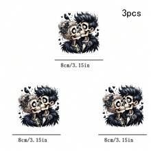 1/2/3 Stücke Gothic Totenkopf Paar Bügelaufnäher, Y2K schwarzer Rabe Herz DIY Transferfolie, geeignet für T-Shirts, Stofftaschen, Stoffkleidung Dekoration, langanhaltend und beständig, hochwertiger Stofftransfer Aufkleber, passt zu Feiertagsoutfits, saisonale Dekoration, geeignet für Feiertagskäufer und Bastelliebhaber - Mehrfarbig - Übersicht 4