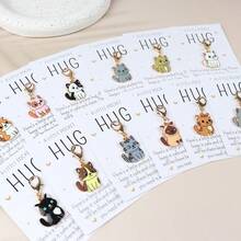 12 piezas Llavero de gato abrazo de bolsillo, regalo de cumpleaños, regalo de vuelta a la escuela, regalo de agradecimiento para estudiantes y maestros, tarjeta de abrazo de bolsillo inspiradora y emocional, adecuado para colegas, empleados y amigos (Estilo de moda) - Multicolor - Ver 2