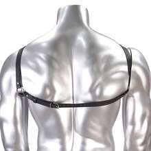 Arnés de pecho Bulldog para hombre, accesorio de arnés sexy ajustable de cuero PU para hombre, adecuado para atuendo de fiesta rave, cosplay, estilo gótico callejero, discoteca - Negro - Ver 5