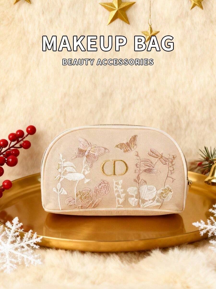 Dior حقيبة مكياج عصرية، محمولة باليد، حقيبة تخزين الحمام، سعة كبيرة للسفر - الذهبي - مشاهدة 1