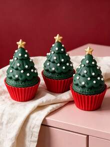 Juego de moldes de silicona para velas de aromaterapia DIY de Navidad, formas de árbol de Navidad 3D & Papá Noel lindo, moldes de jabón, yeso y resina hechos a mano, herramientas de decoración para hornear en casa, esencial para hacer regalos de vacaciones - Magdalenas navideñas - Ver 3