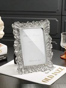 An Elegant Resin Photo Frame With Embossed Details, Gold Polishing, Single Photo Display, Vertical Orientation, Desktop Stand, Unique Bow Design, Single Slot, Rectangular Shape-Perfect Gift For Home And Office Decor! - Multicolor - View 2