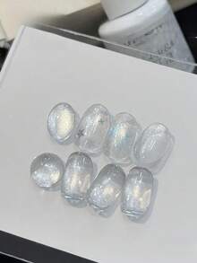 2026 New White Water Cat Eye Nail Gel, Gold Thread Glass Bead Crystal Rhinestone Glossy Effect, Brightening Versatile Suitable For All Skin Tones, Long-Lasting Durable, Professional Nail Salon Wearable Nail Light Therapy Gel - Multicolor - View 3
