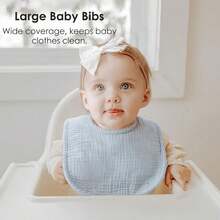 8pcs/Set Baby Cotton Gauze Bibs, Unisex, Soft And Absorbent, Convenient For Feeding And Wiping Drool - 綠色 - 查看 3