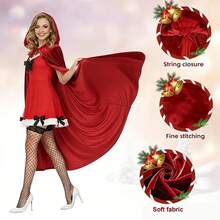 1pc Halloween Party Little Red Riding Hood Cape, Red Fairy Princess Robe Set, Suitable For Various Holiday Occasions And Role Play - Red - View 1