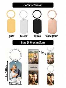 Llavero de metal personalizable, impreso con tu foto y texto, 4 estilos y 4 colores disponibles, paquete de 1 pieza, 3 piezas o 5 piezas. Perfecto como llavero, decoración de mochila, regalo de cumpleaños, regalo de aniversario y regalo del Día de San Valentín. - Multicolor - Ver 3