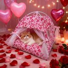 1pc Ditsy Floral Pattern Breathable Washable Pet Tent, Suitable For Small Cats And Dogs, For Both Outdoor And Indoor Use, Lightweight And Cooling - Green - View 11