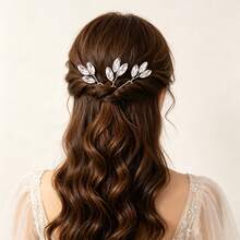 3pcs Elegant Glass Hair Sticks Bun Accessories Bridal Wedding Minimalist Sparkling Crystal Hair Ornaments - Gold - View 1