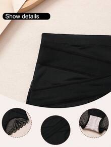 Rosiemei 1pc Plus Size High Waist Seamless Lace  Pants, Butt Lifting Shaping Panties, Large Triangle Underwear, Body Shaping - Black - View 9