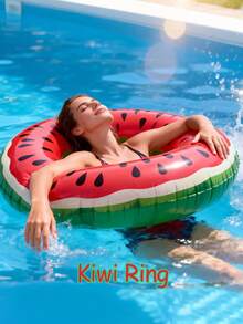 Summer Dopamine Boost! PVC Watermelon & Lemon Inflatable Swim Rings - Perfect For Swimming Parties, Beach Vacations And Floating, Enjoy The Summer Fun! Fruit-Shaped Inflatable Swim Rings - Must-Have For Swimming And Beach Days - Multicolor - View 12