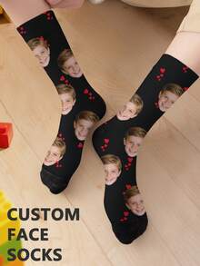 Calcetines de media caña con patrón personalizado para niños, adecuados para regalos - Multicolor - Ver 2