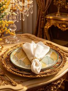 1-6pcs Premium White Polyester Cotton Jacquard Washable Reusable Dinner Napkins For Table Decor, Wedding, Party, Christmas, New Year And Daily Use - Multicolor - View 6
