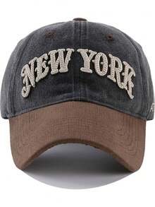 1pc NEW YORK Letter 3D Embroidered Baseball Cap, Unisex Couple Style, Washed Contrast Color Design Hat, Adjustable Hat Circumference, Fashion Casual Soft Top Curved Brim Cap - Multicolor - View 8