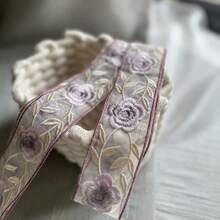 180cm DIY Embroidered Floral 3D Vintage Relief Rose Lace Trim, Distressed Crochet Hollow Fabric Accessory, Suitable For European Classical Wedding Dress, Court Style Dress, Handmade Patchwork Material, Vintage Mori Style Clothing Remake Trim - Multicolor - View 9