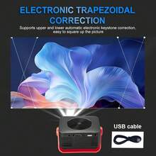 M60 Mini Projector 1080P Supports USB/Type-C Interface, Portable Home Theater Projector With 2.4G WiFi, Projection Size 20-100 Inches - Black and Red USB Interface - View 9