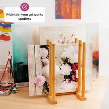 Bambus Leinwand Aufbewahrungsregal zum Trocknen und Ordnen von Kunstwerken, leichtes Holzgestell mit herausnehmbaren Staeben fuer Atelier, Galerie, Klassenzimmer und Zuhause, klare Ordnung fuer Bilder - Großes Aufbewahrungsgestell aus Segeltuch - Übersicht 5