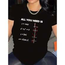 Women's Fun Graphic T-Shirt "All You Need Is Love" With Math Formula Print, Modern, Casual, Soft, Breathable - [] - 查看 9