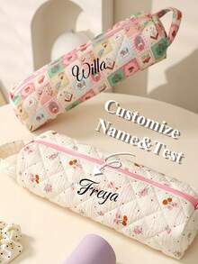 Customizable Name Text Hair Dryer Protective Cover, Fashionable Zippered Storage Bag With Exquisite Bow Design, Durable Fabric, Zipper Closure For Excellent Sealing And Dust-Proofing. Can Store Hair Dryers, Curling Irons, Straightening Irons And Other Hair Styling Tools And Accessories, Organized And Tidy. Highly Practical, Suitable For Home Storage, Travel, Fitness And Hair Salon Use. Combines Decorative And Practical Features - Multicolor - View 2