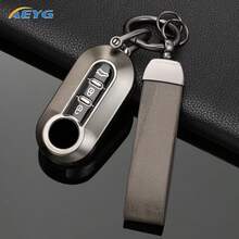 Casing Kunci Lipat Remote Mobil TPU Abu-abu Metalik untuk Fiat 500 Ducato Panda 500L Punto Lancia Musa Citroe Tas Gantungan Kunci Mewah - Fiat A - View 2