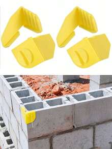 2pcs Construction Worker's Line Anchor Corner Clips, Plastic Bricklaying Tools, Block Laying Tools, For Securing Lines At Brick/Block Corners, Yellow - One Size Fits All - View 2