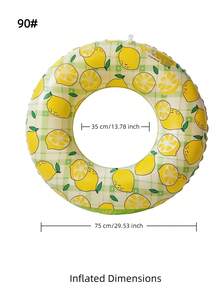 Adult Inflatable Swim Ring, Fruit Print Pool Float, Watermelon/Lemon/Lime/Orange/Kiwi/Dragon Fruit PVC Floating Ring - Checkered Lemon Swimming Ring - View 12