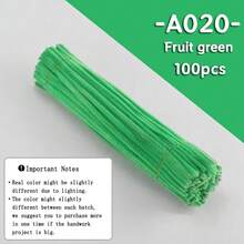 100/200支大容量 DIY 絨毛管毛絨棒 附教學影片 62色 毛茸茸手工藝材料 手作藝術裝飾 蓬蓬球用 - 彩色 - 查看 63