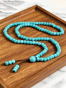 Boho Style 108 Beads Turquoise Wrap Bracelet,Serving As Both A Necklace, Spirituality & Religion,Prayer Beads, Yoga Meditation Jewelry For Women Men - Baby Blue - View 6