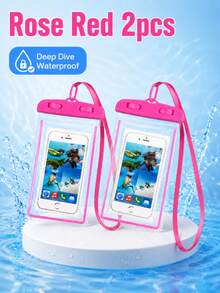 1/2/3/5入通用防水手機袋 防水手機殼 適用於 iPhone 14/13/12/11 Pro Max/XS Plus、Galaxy S22/S23 手機 (最高 7.0 吋) 3D 手機防水乾袋 - 玫紅色 - 查看 25
