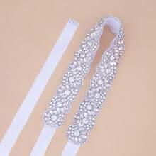 1pc Heavy Rhinestone Handmade Bridal Waist Belt Wedding Dress Waistband - Black - View 7