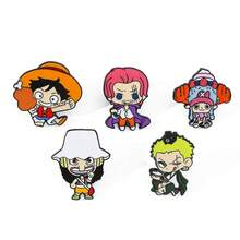1/5pcs Q Version One Piece Anime Enamel Brooch, Luffy Zoro Cartoon Metal Lapel Pin, Backpack Clothing Hat Decoration Badge, Collectible Gift - Multicolor - View 10