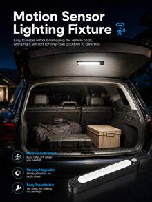 XF.Meraki 無線 LED 樹幹/後車廂燈 - 24 顆 LED 動態感應燈，磁吸式安裝，可充電（1500mAh 電池，USB-C 充電）- 適用於車內、露營、閱讀和緊急情況 - 白色 - 後行李箱感應燈 - 查看 3