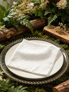 1-6pcs Premium White Polyester Cotton Jacquard Washable Reusable Dinner Napkins For Table Decor, Wedding, Party, Christmas, New Year And Daily Use - Multicolor - View 9