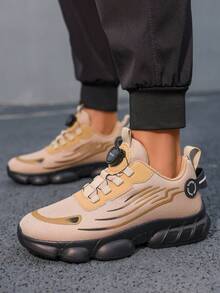 Sepatu Sneakers Chunky Cokelat Pria, Patchwork Mesh dengan Garis-Garis Rapi, Desain Sol Tebal dengan Nuansa Keren, Mudah Dipadukan dengan Berbagai Gaya untuk Pemakaian Sehari-hari. - Coklat - View 9