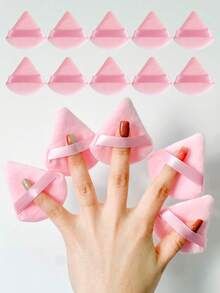 10pcs/1pc Triangular Velvet Powder Puff And Mini Pizza Powder Puff, Triangular Makeup Sponge, Reusable Multi-Functional Makeup Tool, Velvet Triangular Powder Puff Set, Facial Makeup Tool, Powder Puff Set, Cushion Powder Puff, Reusable Makeup Sponge, Makeup Accessory, Dry And Wet Use Loose Powder Puff, Triangular Makeup Sponge, Powder Puff, Flat Foundation Sponge, Finger Sleeve Powder Puff, Suitable For Makeup Application, Dry And Wet Use, Lightweight And Washable, Suitable For All Skin Types And Beginners - Multicolor - View 4
