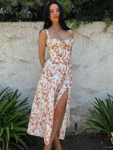 Strappy Dress With French Slit For Summer Vacation 2026 - 粉色 - 查看 1