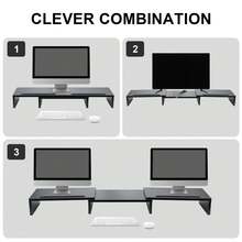 Dual Wooden Monitor Stand,Adjustable Length And Angle For Portable Monitor And Desktop PC Monitor - View 5