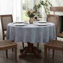 1 buah Taplak Meja Bertekstur Linen Rustic dengan Pinggiran Bulat, Tahan Panas dan Debu, Penutup Meja Makan Dapur, Dekorasi Restoran, Pesta Liburan, Tekstil Dekorasi Rumah - Grey - View 9