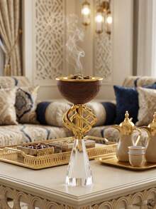 Mini Novelty Incense Burner, Metal + Crystal, Luxury Bakhoor Incense Burner, Incense Holder, Heat-Resistant And Durable Incense Burner, Home Decor, Suitable For Majlis, Entryway, Living Room, Bedroom, Exquisite Gift For Friends And Family, Fragrance Corner - Fashionable - View 6